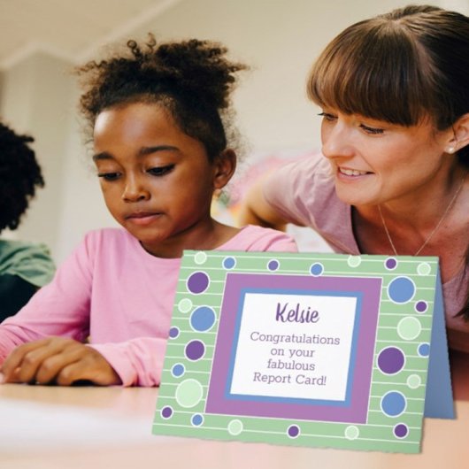 Félicitations pour la carte de rapport !