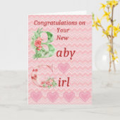 Félicitations pour la nouvelle carte bébé fille en (Fleur jaune)