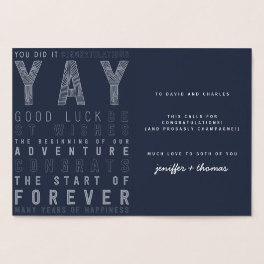Félicitations pour le mariage carte avec typograph (Intérieur)