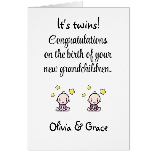 Félicitations pour vos petits-enfants, des jumelle (Devant)