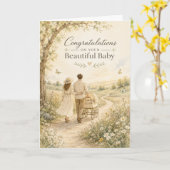 Félicitations pour votre carte de beau bébé (Fleur jaune)