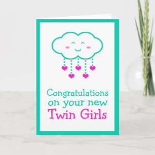 Félicitations pour votre carte de voeux Twin Girls