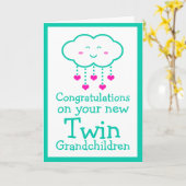 Félicitations pour votre carte Twin Grandchildren (Fleur jaune)