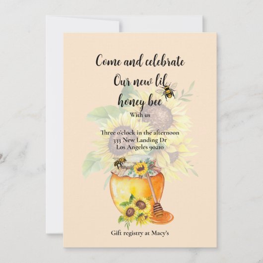 Félicitations pour votre faire-part bébé abeille m (Devant)