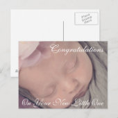 Félicitations pour votre nouvelle carte bébé fille (Devant / Derrière)