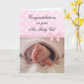 Félicitations pour votre nouvelle carte rose bébé (Fleur jaune)