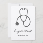 Félicitations Stylish Grey Steth Grad Invitation (Devant)