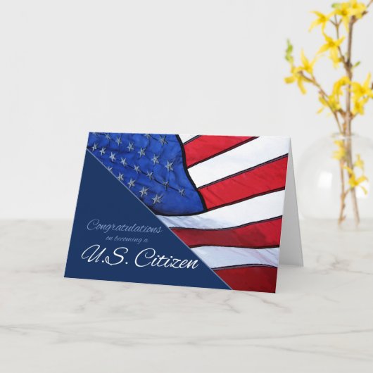Félicitations US Citoyenneté US Carte Drapeau US (Fleur jaune)