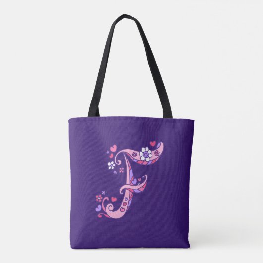 Felicity naam en betekenis F monogram zak Tote Bag (Achterkant)
