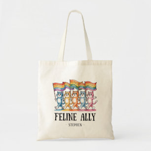 Feline Ally – Rainbow Cat LGBTQ Pride Tote Bag