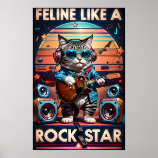 Feline als een rockster poster