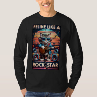 Feline als een rockster t-shirt