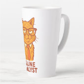 Feline Analyst Retro Cat Mug – Cat Lover Gift Latte Mok (Rechterhoek)