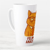 Feline Analyst Retro Cat Mug – Cat Lover Gift Latte Mok (Linkerhoek)