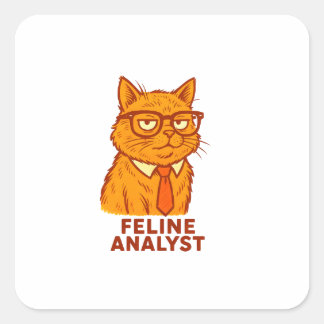 Feline Analyst Retro Cat Mug – Cat Lover Gift Vierkante Sticker