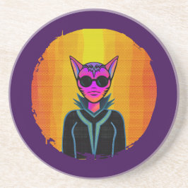 Feline Character in triplicate Zandsteen Onderzetter