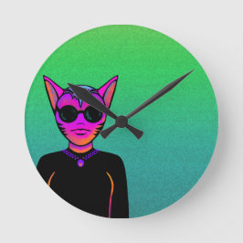 Feline character ronde klok