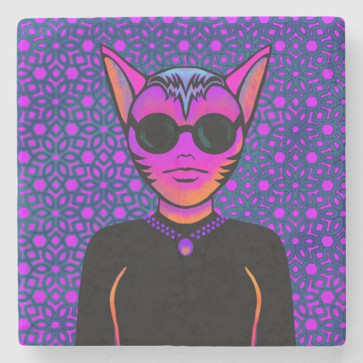 Feline character stenen onderzetter (Voorkant)