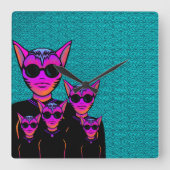 Feline character vierkante klok (Voorkant)