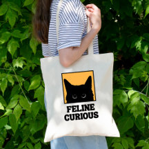 Feline Curious Cat Design Canvas tas