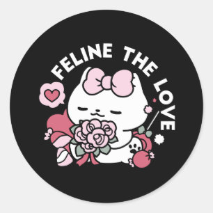 Feline de Liefde - Schattigee Valentijn's Cat Desi Ronde Sticker
