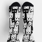 Feline Fancy: zwart-wit Cat Patterned Sokken (Top)