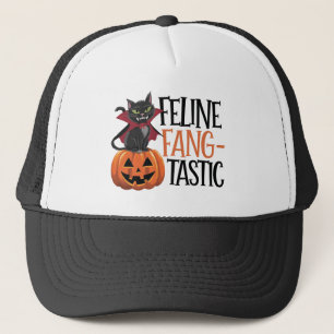 Feline Fang-tastic Halloween Vampire Cat Design Trucker Pet
