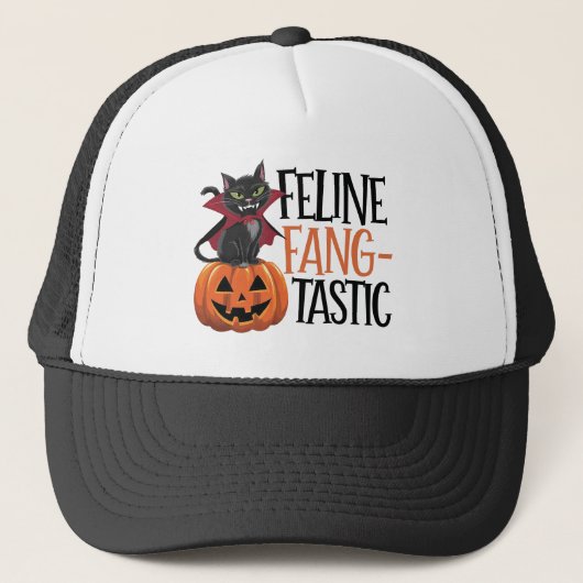 Feline Fang-tastic Halloween Vampire Cat Design Trucker Pet (Voorkant)