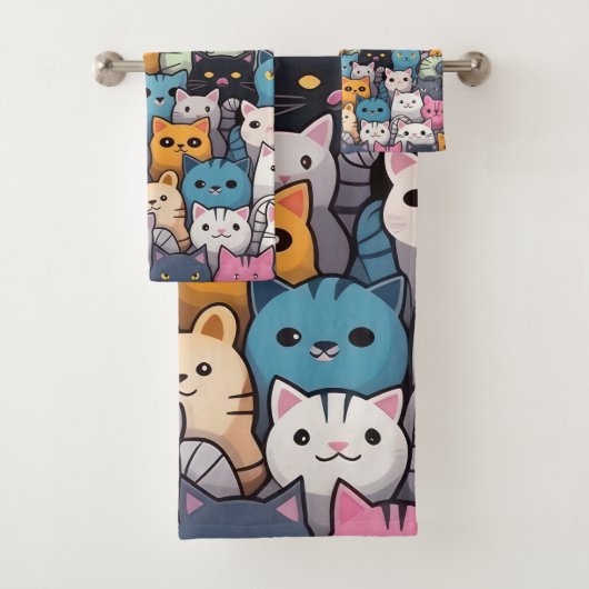 Feline Fantasy: Schattigee anime Cats Galore Bad Handdoek (Insitu)