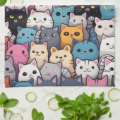 Feline Fantasy: Schattigee anime Cats Galore Theedoek (Gevouwen)