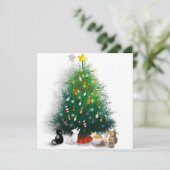 Feline Feesten: 'Fishmas' Tree Feestdagenkaart (Staand voorkant)