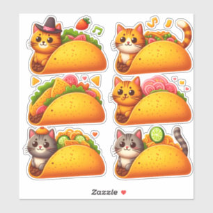 Feline Fiesta in een Taco Sticker