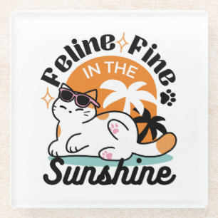 Feline Fine In The Sunshine beroemd gemaakt door R Glazen Onderzetter