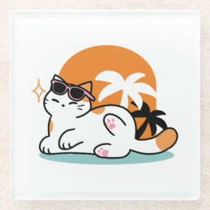 Feline Fine In The Sunshine beroemd gemaakt door R Glazen Onderzetter