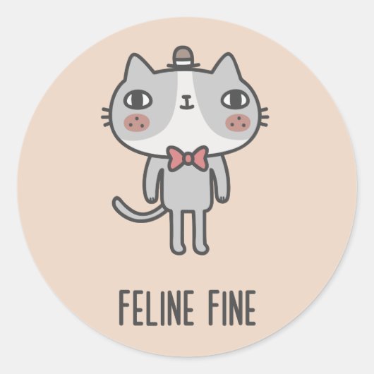 Feline Fine Ronde Sticker (Voorkant)