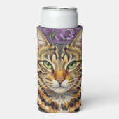 Feline & Floral | Cute Artistic Cat (Seltzer Voorkant)