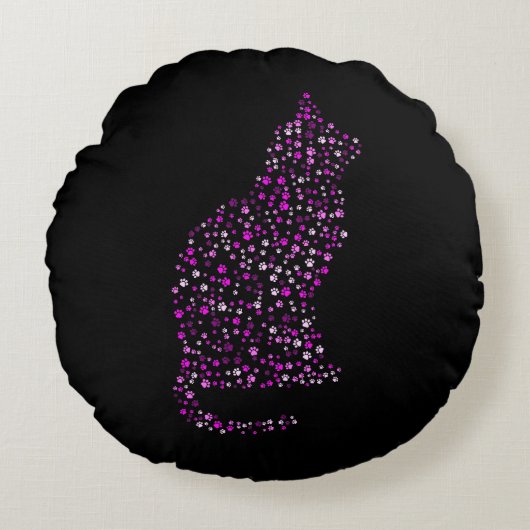 Feline Footprint Art Rond Kussen (Voorkant)