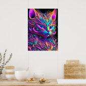 Feline Fractal Beauty 245 Poster (Keuken)