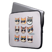 Feline Frenzy Cat Theme Laptop Electronics Bag Sleeve (Voorkant Links)