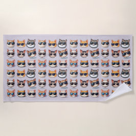 Feline Frenzy Licht Paarse Cat Theme Strandlaken