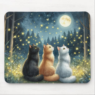 Feline Friends en het maanlicht Muismat