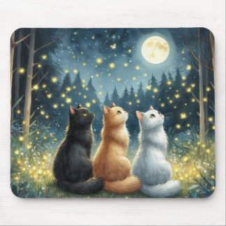 Feline Friends en het maanlicht Muismat