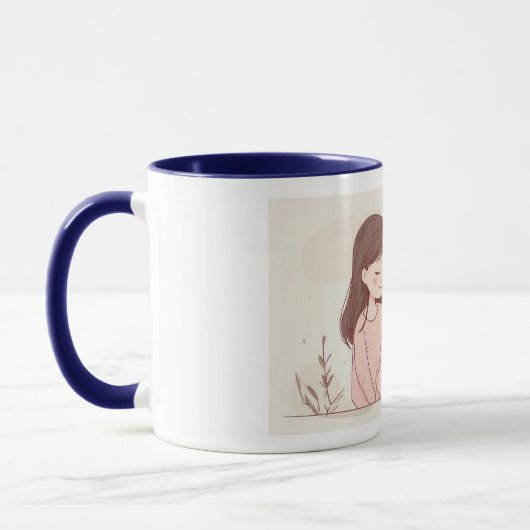 "Feline Friendship" Ceramic Mug - White with Blue (Gauche)
