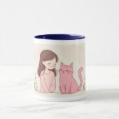 "Feline Friendship" Ceramic Mug - White with Blue (Centre)