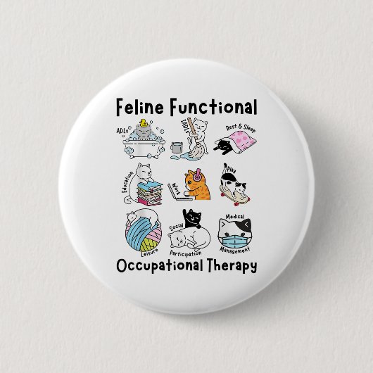Feline Fun Cat Functionele Ergotherapie OT Ronde Button 5,7 Cm (Voorkant)