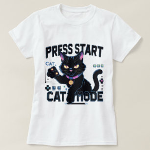 Feline Gamer Schattige Kat gaming ontwerp T-shirt