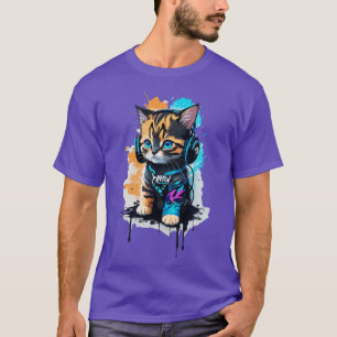 Feline Groove Abstract Vector Ontwerp van een Scha T-shirt