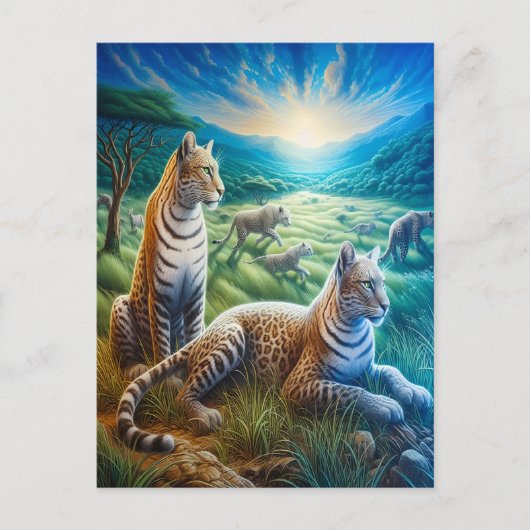 Feline Harmony in Meadow Briefkaart (Voorkant)