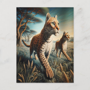 Feline Harmony in Wildbloemen Briefkaart