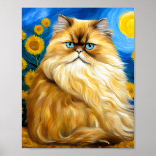 Feline kat portret bloei poster